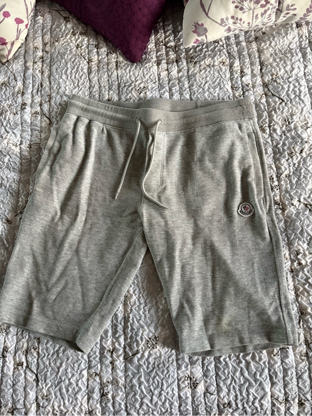 Men's Moncler Light Gray Knit Drawstring Shorts